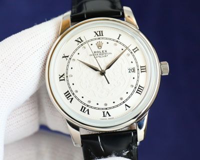 Rolex Datejust 9015 Movement 42mm Calfskin Leather Band 100m Waterproof White/Black/Pink Face Watch